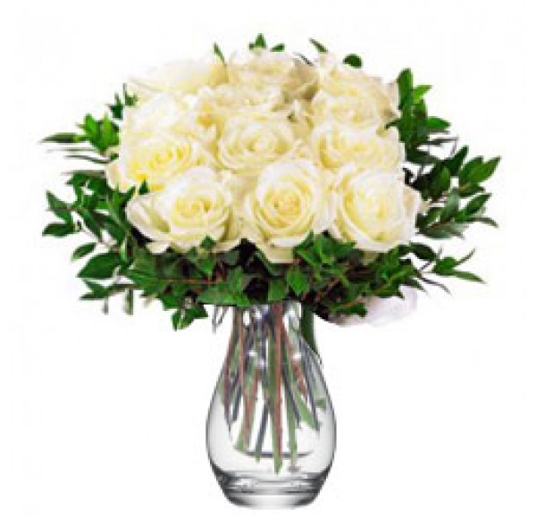 Gorgeous Good Wishes Vase of White Roses